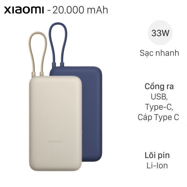 sạc dự phòng xiaomi 20000mah